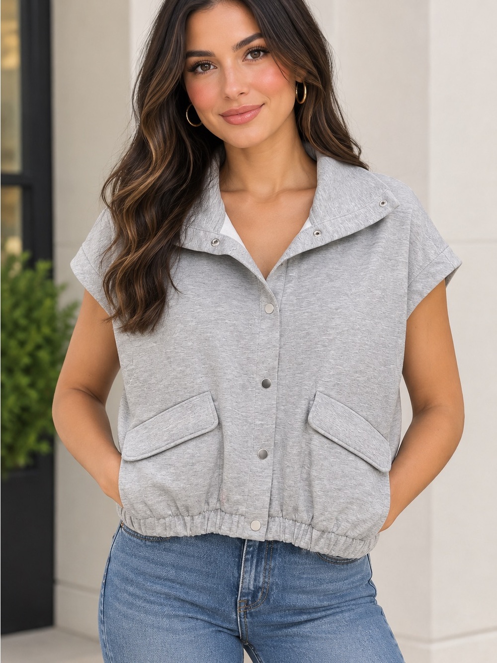 Snap-Front 🔥 Sweatshirt Vest